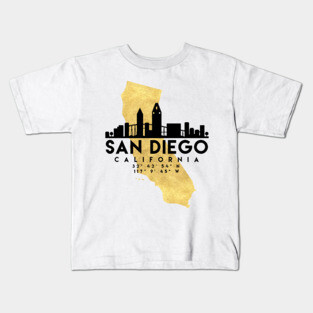 San Diego California Skyline Map Art Kids T-Shirt
