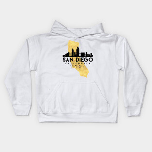 San Diego California Skyline Map Art Kids Hoodie