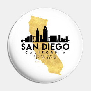 San Diego California Skyline Map Art Pin