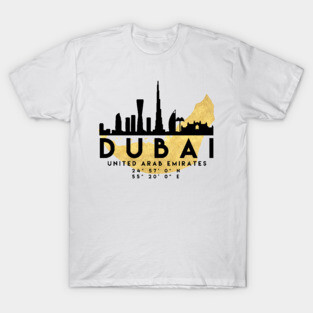 Dubai United Arab Emirates Skyline Map Art T-Shirt