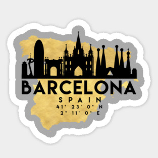 Barcelona Spain Skyline Map Art Sticker
