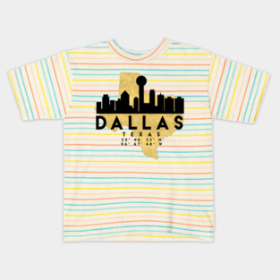 Dallas Texas Skyline Map Art Kids T-Shirt