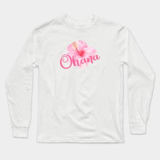 Ohana watercolor hibiscus Long Sleeve T-Shirt