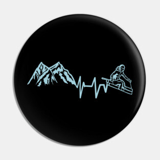 Ski and Mountains - Funny Wintersports Skiing Gift Pin