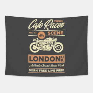 Cafe Racer Vintage Retro Motorbike Tapestry
