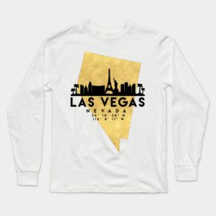 Las Vegas Nevada Skyline Map Art Long Sleeve T-Shirt