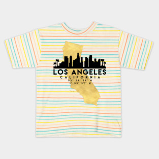Los Angeles California Skyline Map Art Kids T-Shirt
