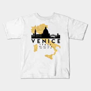 Venice Italy Skyline Map Art Kids T-Shirt