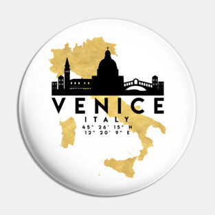Venice Italy Skyline Map Art Pin