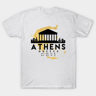 Athens Greece Skyline Map Art T-Shirt
