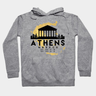 Athens Greece Skyline Map Art Hoodie