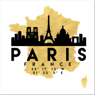 Paris France Skyline Map Art Posters and Art