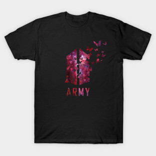 BTS Army logo with destructive butterfly (red galaxy) | Kpop Army T-Shirt