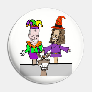 Funny Anti Biden and Harris Puppets Political Art Pin