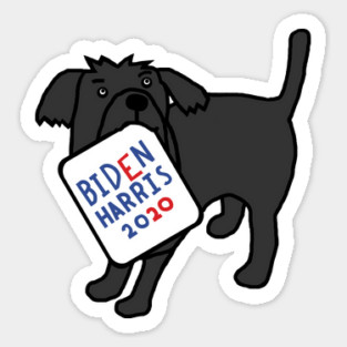 Small Dog with Biden Harris Sign Sticker