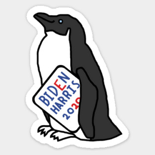 Small Penguin with Biden Harris Sign Sticker