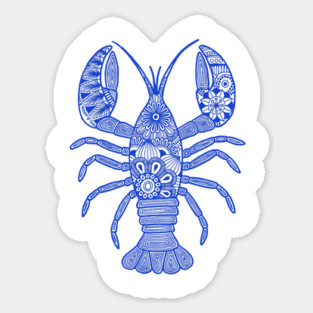 Lobster (blue and white vertical) Sticker