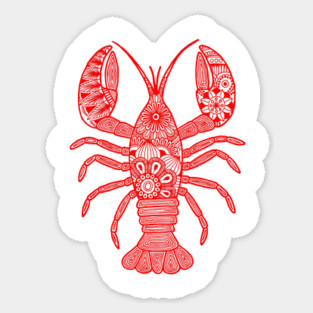 Lobster (red and white vertical) Sticker