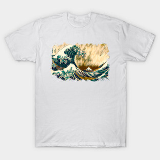 The Great Wave Off Kanagawa Abstract Ukiyo-e Hokusai Japanese Manga Art T-Shirt