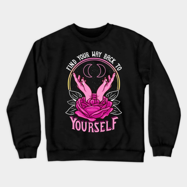 Self Love Motivational Quote Mystery Hands & Rose Crewneck Sweatshirt by creative