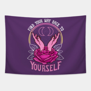 Self Love Motivational Quote Mystery Hands & Rose Tapestry
