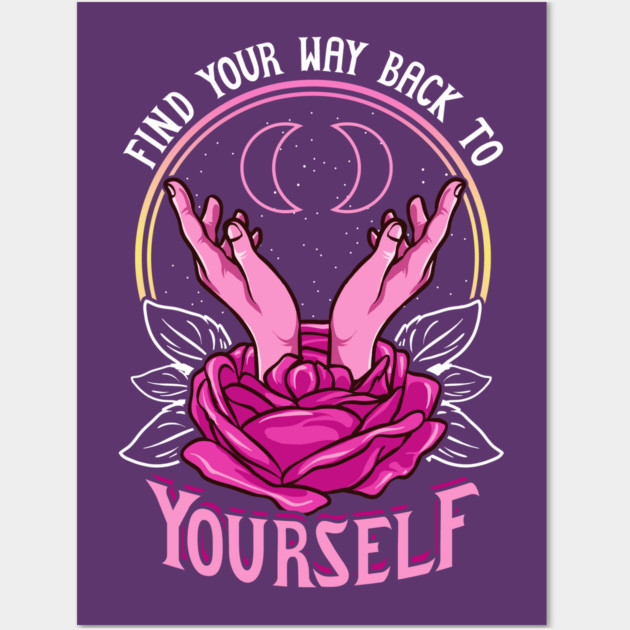 Self Love Motivational Quote Mystery Hands & Rose Wall Art by creative