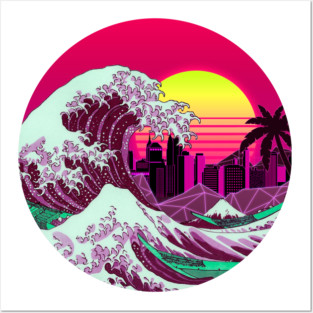 The Great RetroWave off Kanagawa Posters and Art