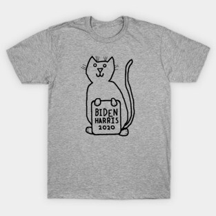 Cute Cat with Biden Harris Sign Outline T-Shirt