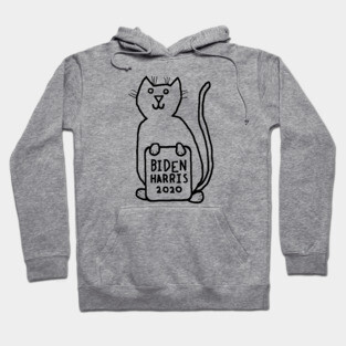 Cute Cat with Biden Harris Sign Outline Hoodie
