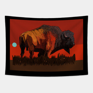 Bison Red Tapestry