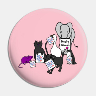 Animals with Biden Harris Signs Supporting Kamala Harris Pin