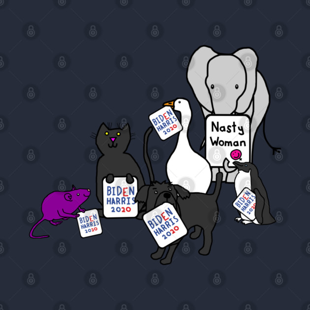 Animals with Biden Harris Signs Supporting Kamala Harris by ellenhenryart