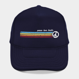 Retro Stripes Peace Love Books Hat