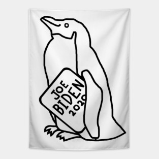 Penguin with Joe Biden 2020 Sign Outline Tapestry