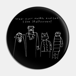 Wear Masks Save Halloween white ink Pin