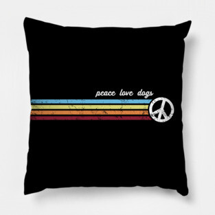 Retro Stripes Peace Love Dogs Pillow