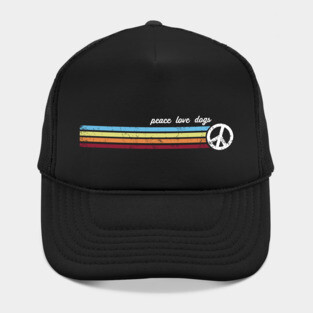 Retro Stripes Peace Love Dogs Hat