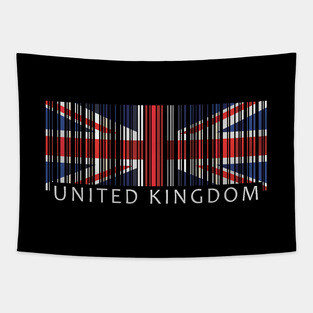 United Kingdom flag colors barcode Tapestry