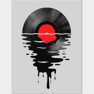 Vinyl LP Music Record Sunset Red Posters and Art