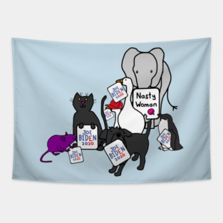 Animals with Biden Harris Campaign Signs Tapestry