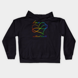 Love without Limits - Polyamorous pride rainbow infinity heart Kids Hoodie