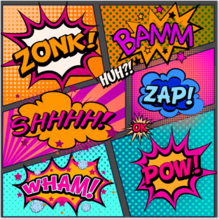 Colorful Comic Book Panels Posters and Art