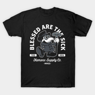Vintage Cartoon Plague Doctor - Blessed Are The Sick - Occult - Goth Metal T-Shirt