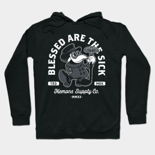 Vintage Cartoon Plague Doctor - Blessed Are The Sick - Occult - Goth Metal Hoodie
