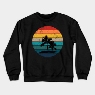 Retro Sunset with Palm Trees and seagull Crewneck Sweatshirt