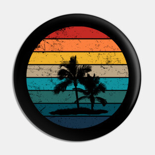 Retro Sunset with Palm Trees and seagull Pin