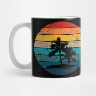 Retro Sunset with Palm Trees and seagull Mug