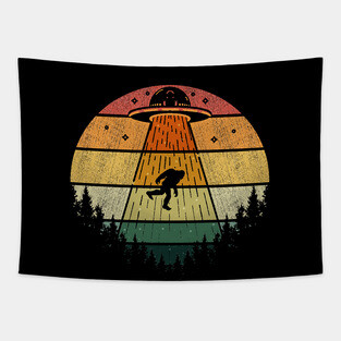 Bigfoot UFO Abduction Alien Tapestry