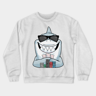 Shark Poker Poker chips Sunglasses Crewneck Sweatshirt