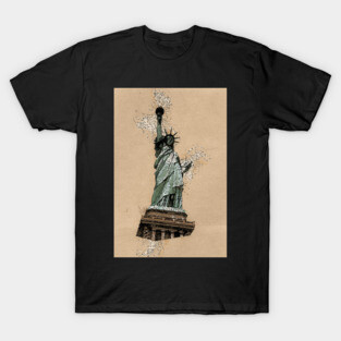 Statue of Liberty New York Vintage Art Style Sketch T-Shirt